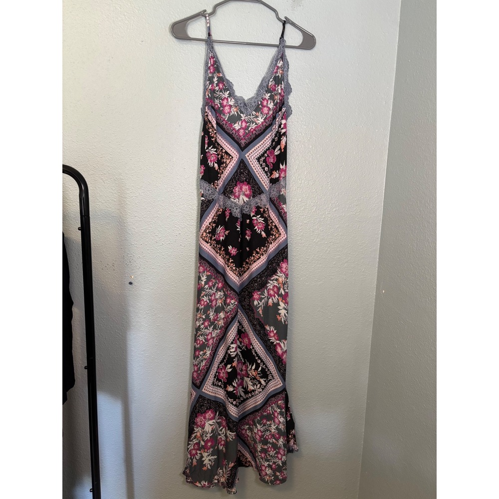 Intimately Free People Stevie Printed Lace Trim Maxi Dress‎ Size XS Festival 90s - Picture 2 of 9